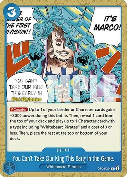 You Can't Take Our King This Early in the Game.